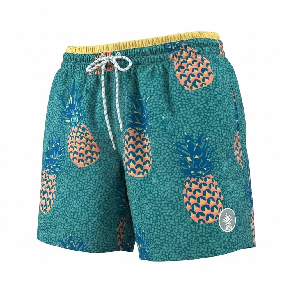 Chubbies Swim Trunks Mens Small Teal Pineapple Print 5.5 Inch Inseam